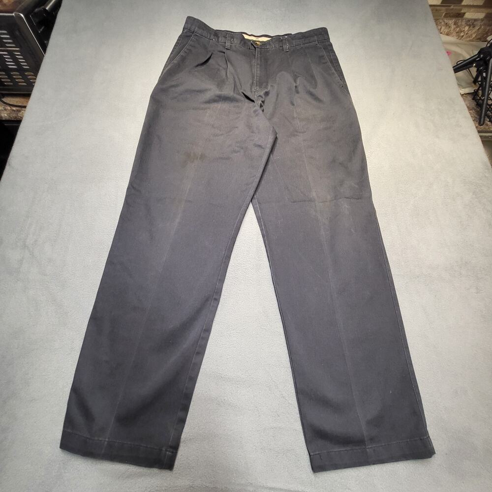Vintage 90s Dockers Pants Mens 34x30 Black Straight Leg Khaki Pleated
